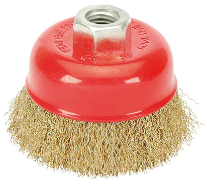 Draper 75MM CRIMPED CUP BRUSH M14 41444 41444 Brassed Steel Crimped Wire Cup Brushes, M14
