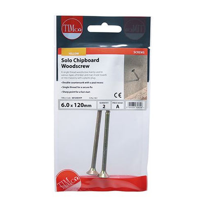 TIMCO Solo Woodscrew PZ3 CSK - ZYP 6.0 x 120 Gold Pack 2