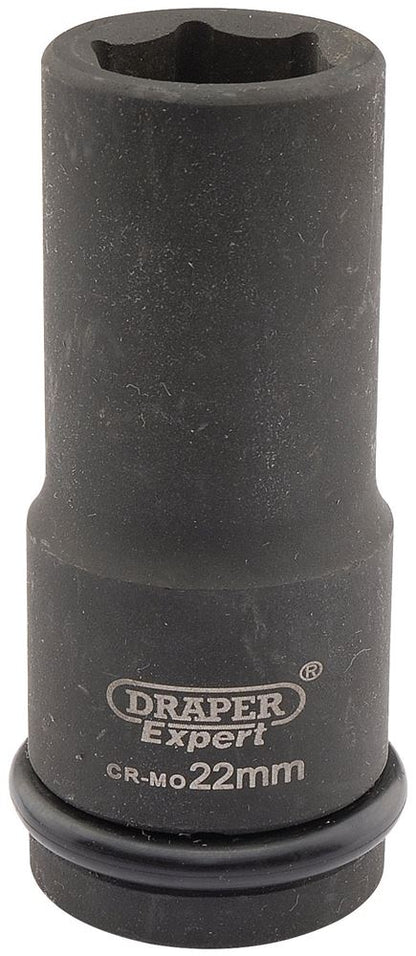 05054 Draper Hi-TORQ Deep Impact Socket, 3/4 Sq. Dr., 22mm 419D-MM 3/4 Impact Sockets Professional Trade DIY Workshop Garage Use