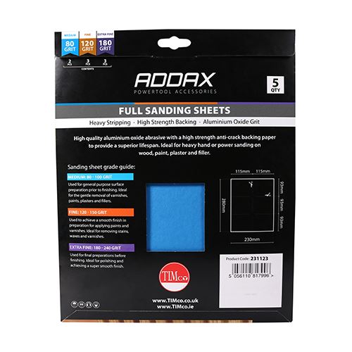 TIMCO Full Sanding Sheets Mixed Set 230 x 280mm (80/120/180) Red Pack 5