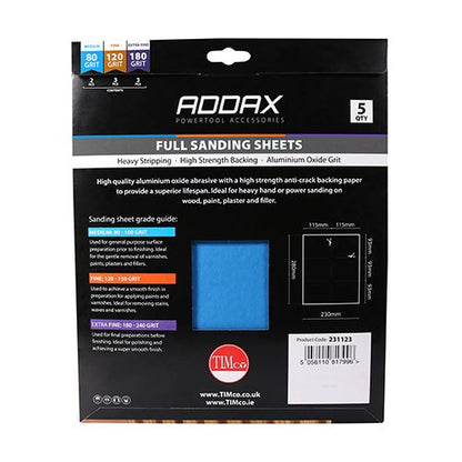 TIMCO Full Sanding Sheets Mixed Set 230 x 280mm (80/120/180) Red Pack 5