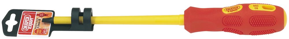 69215 Draper Expert Expert VDE Approved Fully Insulated Plain Slot Screwdriver, 6.5 x VDE Insulated Screwdrivers Professional Trade DIY Workshop Gar