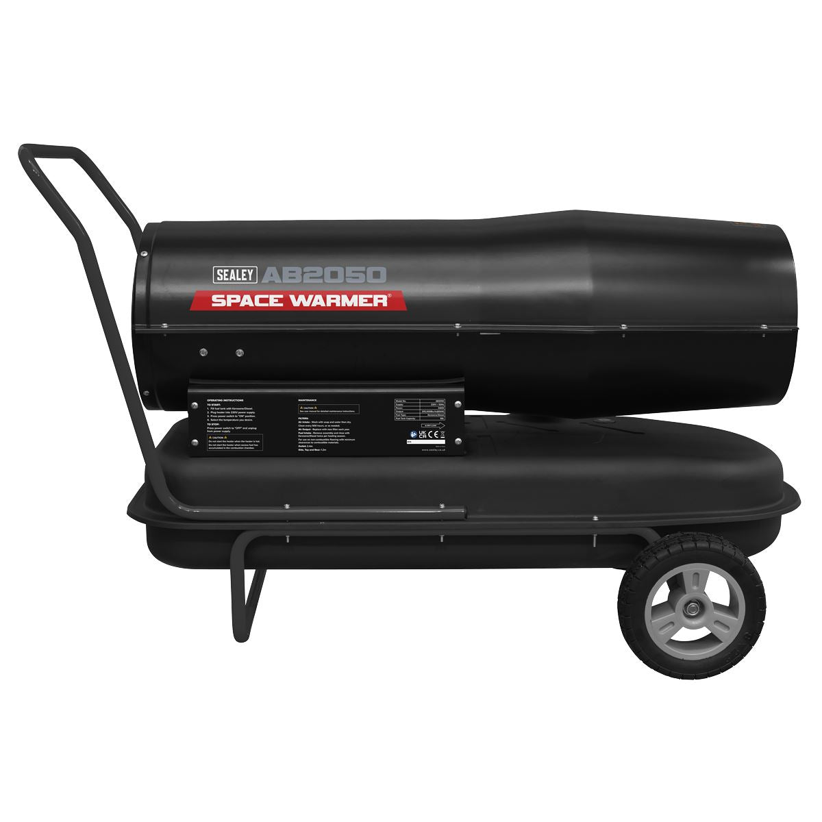 Sealey AB2050 Space Warmer Kerosene/Diesel Heater with Wheels 205,000Btu/hr | 205,000Btu/hr(60kW), 230V~50Hz, Thermostat, Wheels