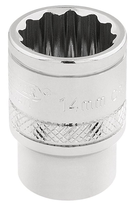 32777 Draper Expert Expert HI-TORQ 12 Point Socket, 3/8 Sq. Dr., 14mm D-MM/B 3/8 Sockets Professional Trade DIY Workshop Garage Use