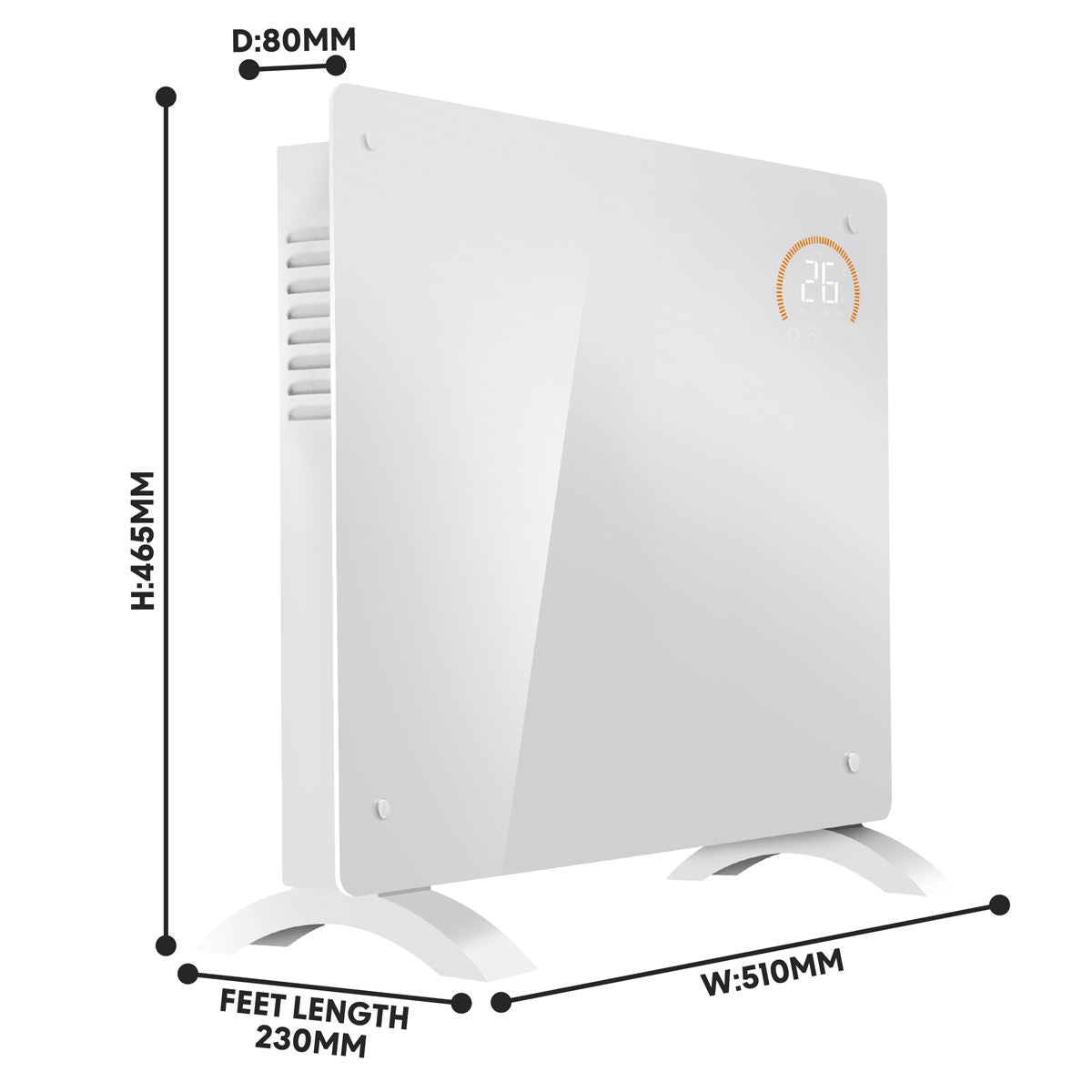 Baridi DH136 Electric Glass Panel Heater 1000W/230V - DH136 | White, 230V 50Hz, Thermostat, Tip-Over Switch | Add the heater to either the TUYA or