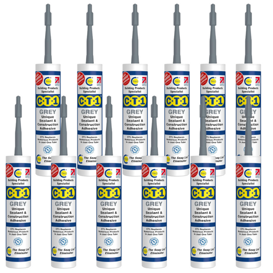 12 x CT1 Grey TRIBRID Multi-Purpose Sealant & Adhesive 290ml Flexible Odourless