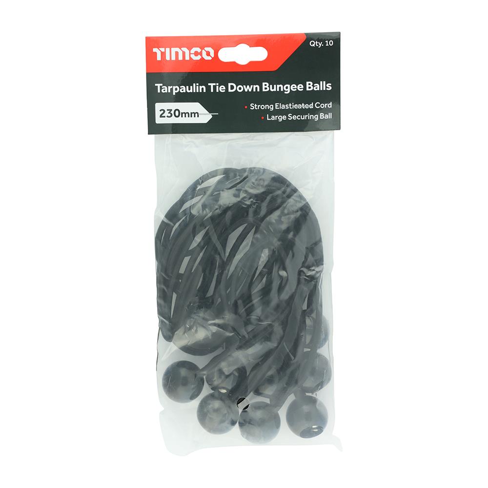 TIMCO 10x Tarpaulin Bungee Cord Ball Ties Strong Elastic Strap Tent Gazebo Cover