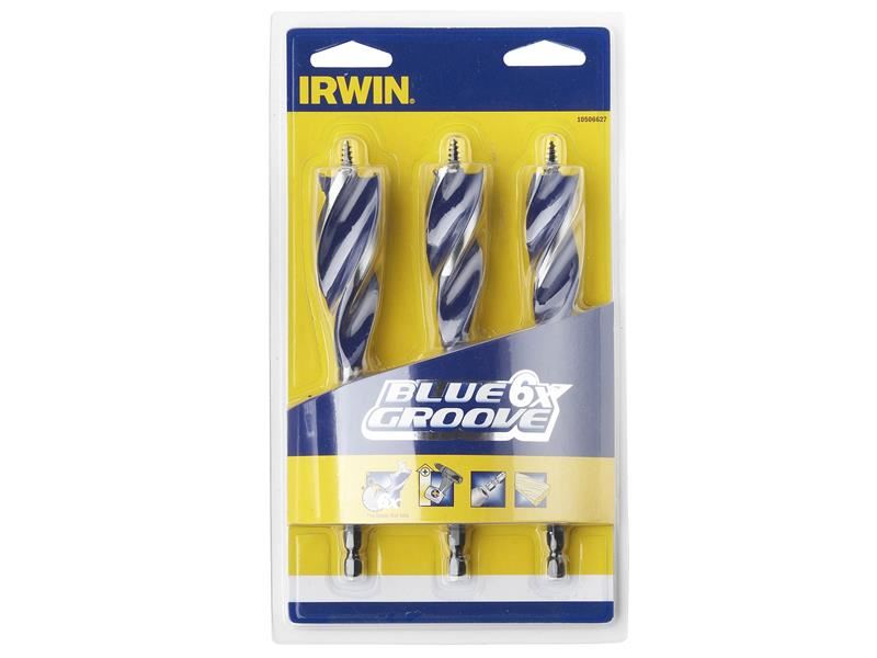 IRWIN 10506627 Blue Groove 6X Wood Drill Bit Set, 3 Piece 20-25mm