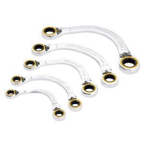 Draper 5PC HALF MOON RATCHET SPAN SET 03941 HI-TORQÂ® Double Ring Ratchet Half Moon Spanner Set (5 Piece)