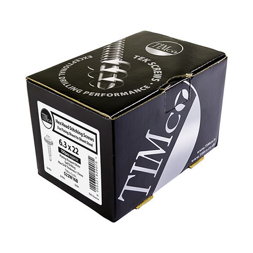 TIMCO Stitch Screw HEX W16 No2 EXT 6.3 x 25 Silver Pack 100