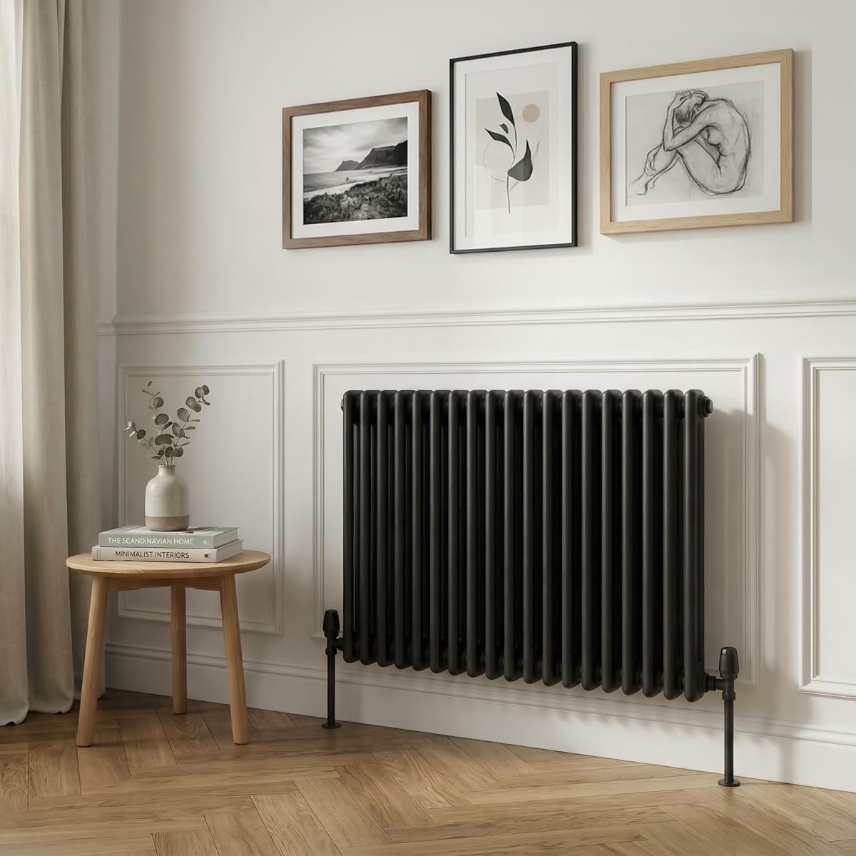 Baridi DH363 Horizontal Traditional 2 Column Radiator 600 x 832mm - Black | Steel | Horizontal traditional two column radiator delivers a BTU output