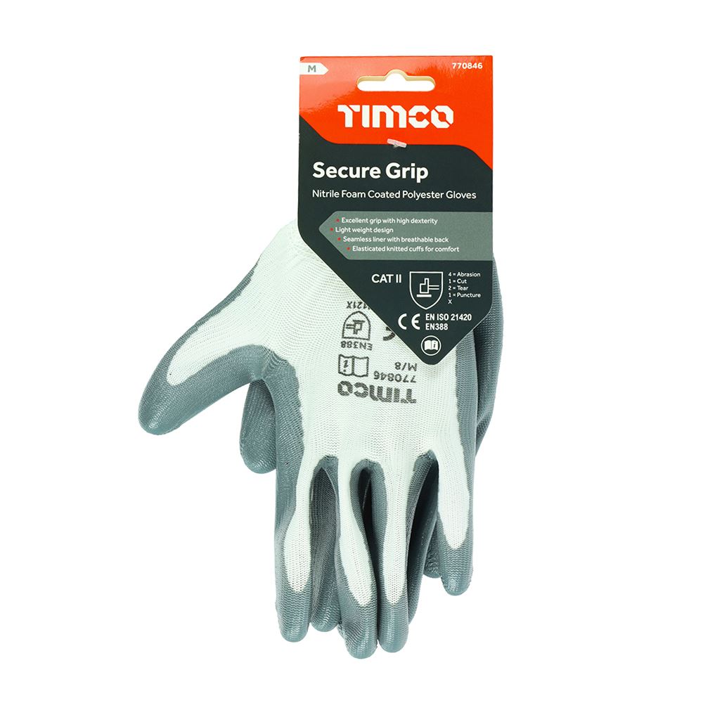 TIMCO Secure Grip Glove Nitrile Foam Medium Pack 1