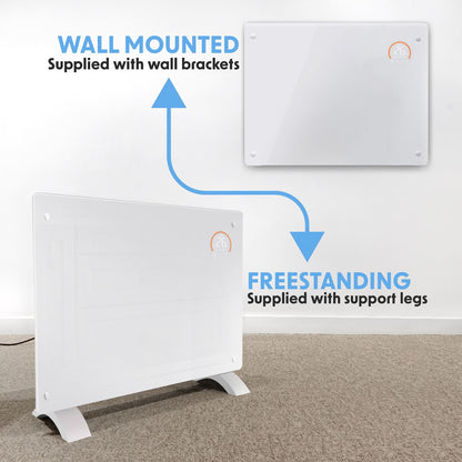 Baridi DH138 Electric Glass Panel Heater, 1500W, Thermostat Controlled 24Hr 7 Day Timer, Wi-Fi Enabled, Remote Control, White | 230V 50Hz