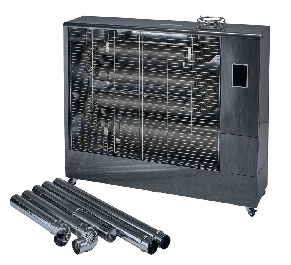18104 Draper 230V Far Infrared Diesel Heater with Flue Kit, 67,500 BTU/19.8kW Diesel, Kerosene and Paraffin Heaters 1235 x 320 x 1110mm Professional