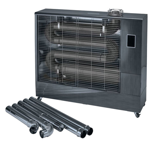 18104 Draper 230V Far Infrared Diesel Heater with Flue Kit, 67,500 BTU/19.8kW Diesel, Kerosene and Paraffin Heaters 1235 x 320 x 1110mm Professional