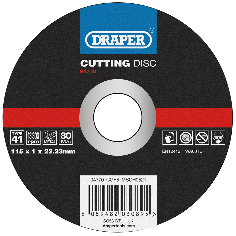 Draper CUT/DISC METAL - 115X1MM 94770 Metal Cutting Discs