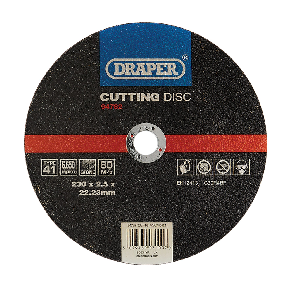 Draper CUT/DISC STONE - 230X2.5MM 94782 Flat Stone Cutting Discs