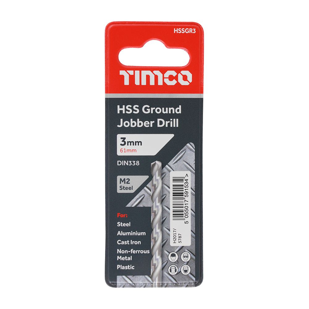 TIMCO HSS-G Jobber Drill Bit M2 3.0mm Pack 1