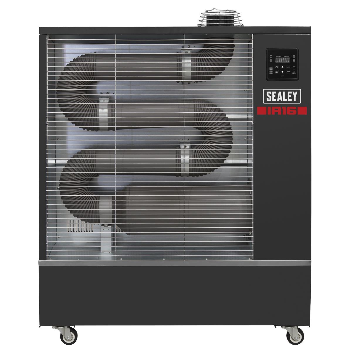 Sealey IR16 Industrial Infrared Diesel Heater 16kW | 55,000Btu/hr(16kW), 80W, 230V~50Hz, Thermostat, Timer, Wheels, Overheat Protection