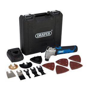 Draper 12V OSC M/TOOL KIT 33PCS 19392 19392 12V Oscillating Multi-Tool (33 Piece), 1 x Battery, 1.5Ah, 1 x Fast Charger