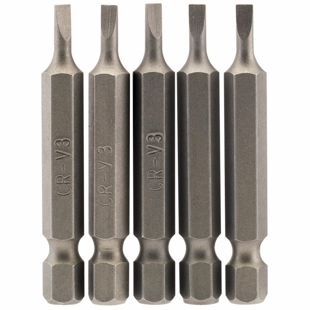 Draper 5PC 50MM 3.0MM P.SLOT.S/D BIT 64267 1/4" Hex. Plain Slot E Shank Insert Bits