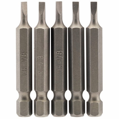 Draper 5PC 50MM 3.0MM P.SLOT.S/D BIT 64267 1/4" Hex. Plain Slot E Shank Insert Bits