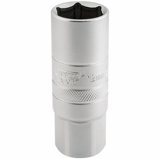 16782 Draper Expert Expert 12mm Thread 6 Point Satin Chrome Spark Plug Socket, 1/2 Sq Spark Plug Sockets Professional Trade DIY Workshop Garage Use