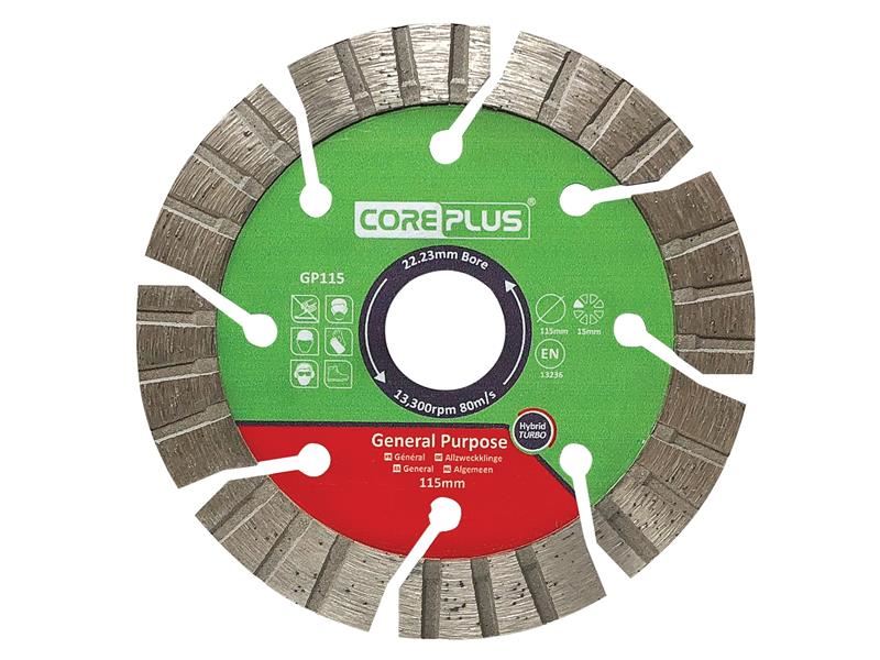 CorePlus CORDBGP115 GP115 General-Purpose Hybrid Turbo Diamond Blade 115mm