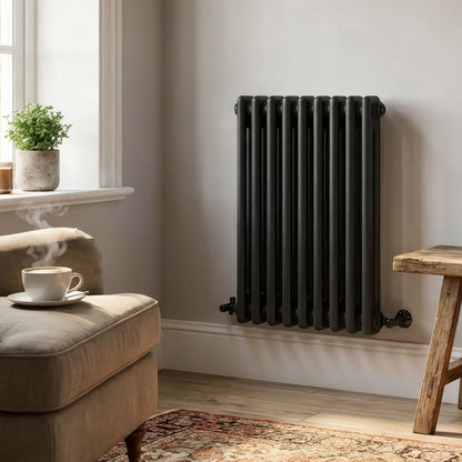 Baridi DH361 Horizontal Traditional 2 Column Radiator 600 x 427mm - Black | Steel | Horizontal traditional 2 column radiator delivers a BTU output of