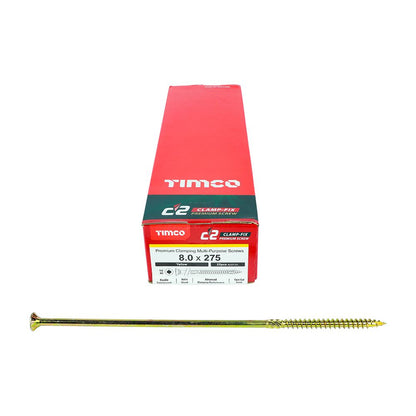 TIMCO C2 Clamp-Fix TX40 CSK ZYP 8.0 x 275 Gold Pack 25