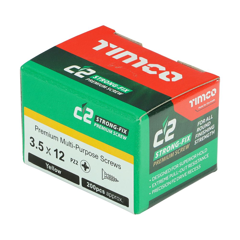 TIMCO C2 Strong-Fix PZ2 CSK ZYP 3.5 x 12 Gold Pack 200