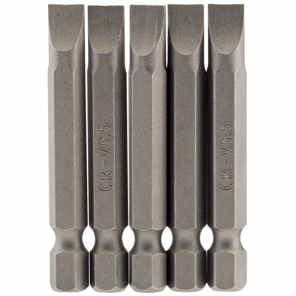 Draper 5PC 50MM 6.5MM P.SLOT.S/D BIT 64276 1/4" Hex. Plain Slot E Shank Insert Bits