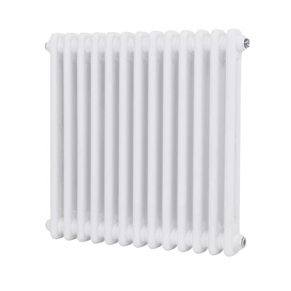 Baridi DH367 Horizontal Traditional 2 Column Radiator 600 x 607mm - White | Steel | Horizontal traditional two column radiator delivers a BTU output