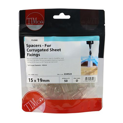 TIMCO Spacers Clear 15.0 x 19 Pack 50