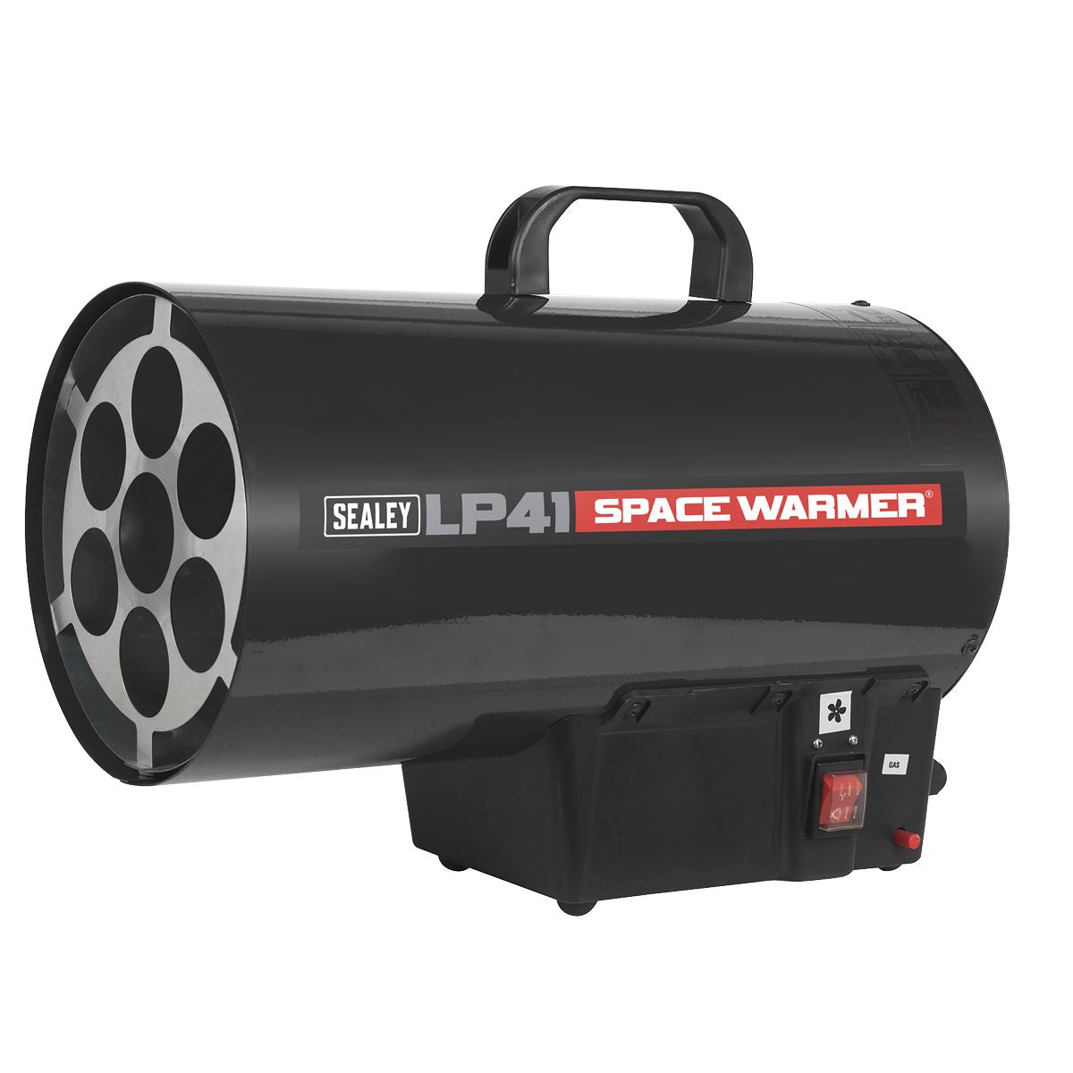 Sealey LP41 Space Warmer Propane Heater 40,500Btu/hr(11.5kW) | 39W, 230V | 40,500Btu/hr(11.5kW) (Propane). | Fully approved gas regulator.