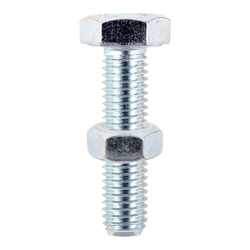 TIMCO Set Screw & Hex Nut - BZP M12 x 120 Silver Pack 8
