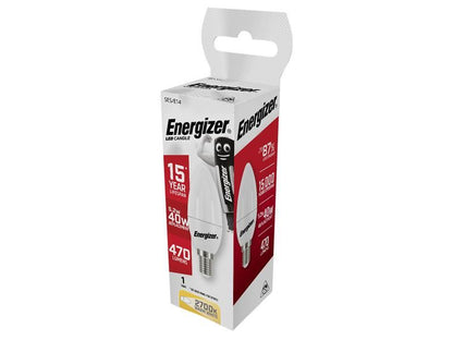 Energizer� S8851 LED SES (E14) Opal Candle Non-Dimmable Bulb, Warm White 470 lm 5.2W