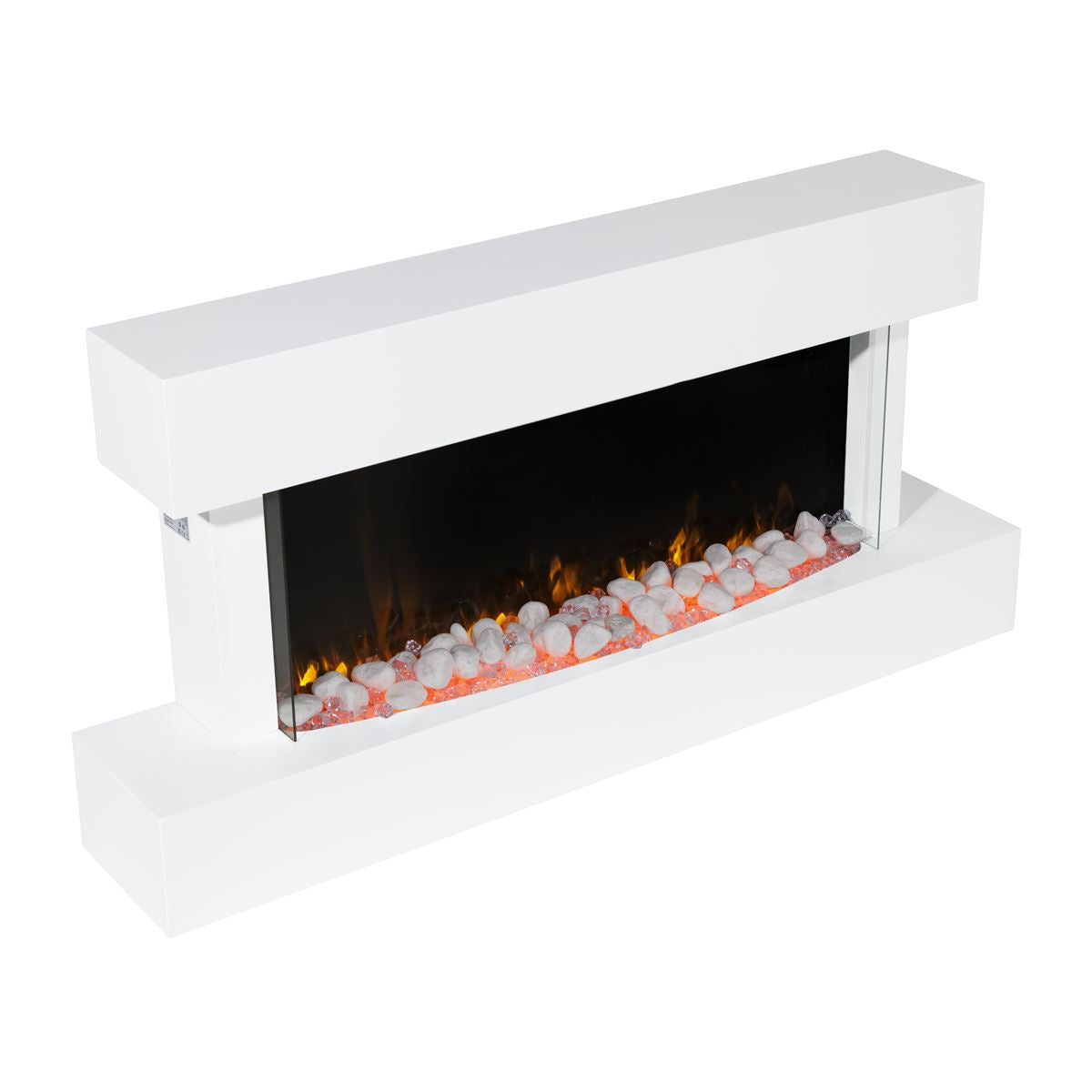 Baridi DH113 Wall Mounting Electric Fireplace with LED Flame Effect 46" - White | 230V~50Hz, Timer, Remote Control | Create a relaxing and cozy space