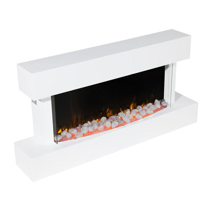 Baridi DH113 Wall Mounting Electric Fireplace with LED Flame Effect 46" - White | 230V~50Hz, Timer, Remote Control | Create a relaxing and cozy space