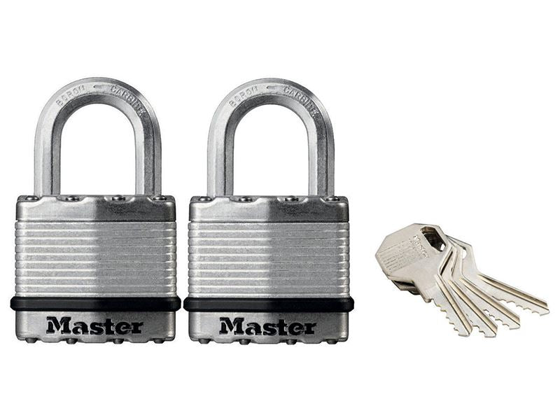 MasterLock M1EURT Excell� Laminated Steel 45mm Padlock - 24mm Shackle - Keyed Alike x 2