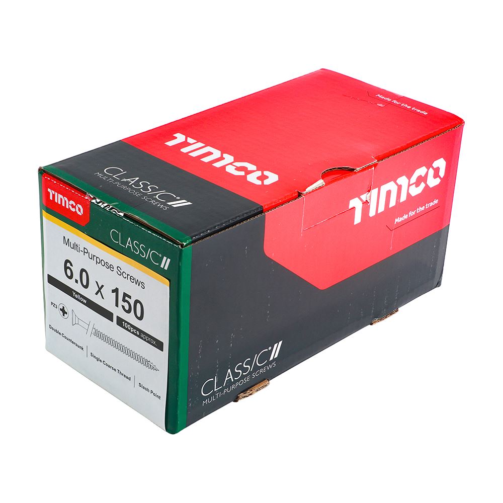 TIMCO Classic Screw PZ3 CSK ZYP 6.0 x 150 Gold Pack 100