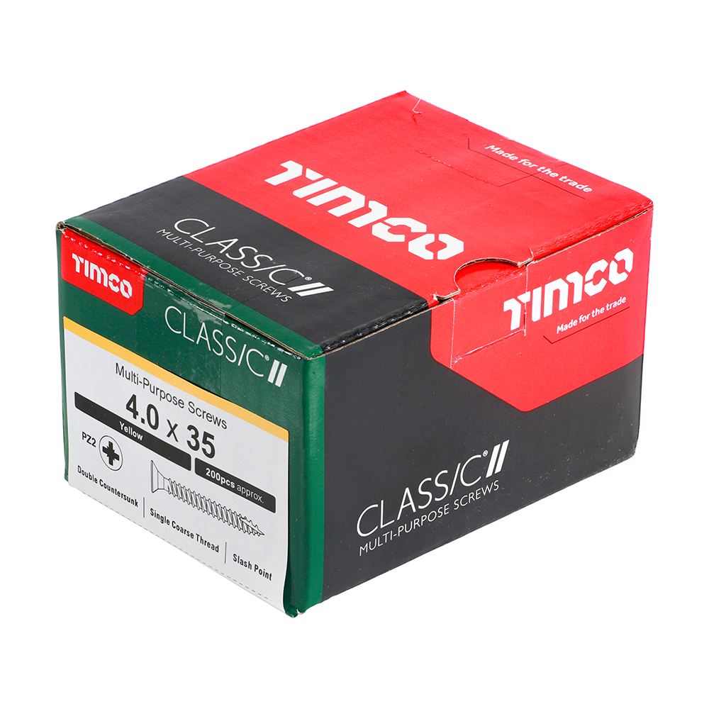 TIMCO Classic Screw PZ2 CSK ZYP 4.0 x 35 Gold Pack 200