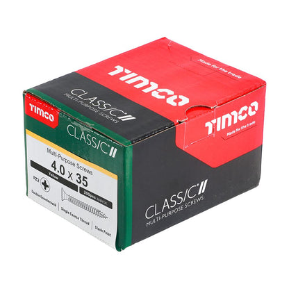 TIMCO Classic Screw PZ2 CSK ZYP 4.0 x 35 Gold Pack 200