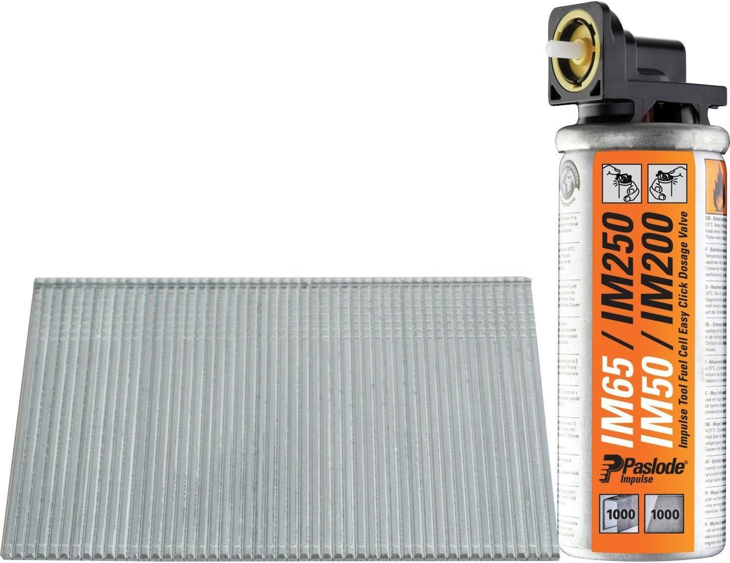 Paslode 19mm IM65 Galvanised Straight Brads 2000 Nails 2 Fuel Cells Pack