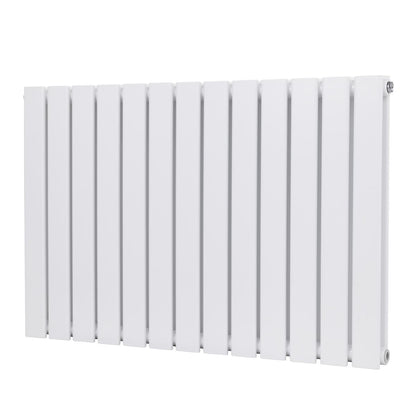 Baridi DH351 Horizontal Radiator Contemporary Double Flat Panel Design 600 x 910mm - White | Steel | Horizontal flat panel design delivers a BTU