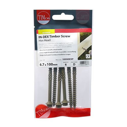 TIMCO Hex Head Timber Construction Screws 6.7mm Exterior Green – Various Lengths and Pack Sizes for Landscaping, Timber Framing and Structural Timber Fixing