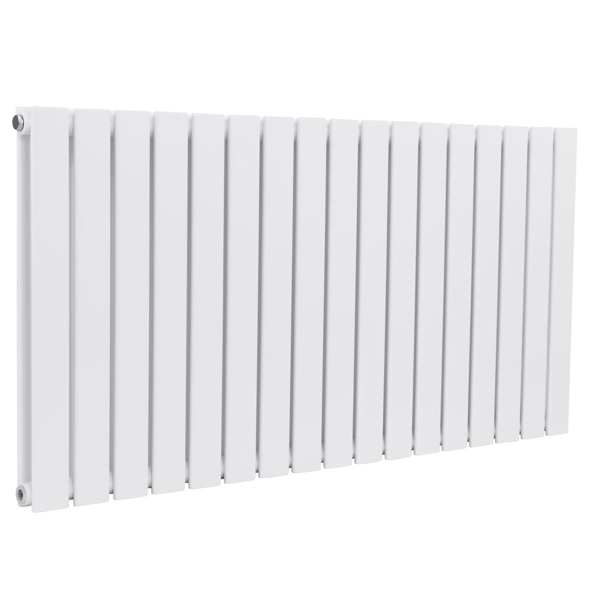 Baridi DH352 Horizontal Radiator Contemporary Double Flat Panel Design 600 x 1190mm - White | Steel | Horizontal flat panel design delivers a BTU