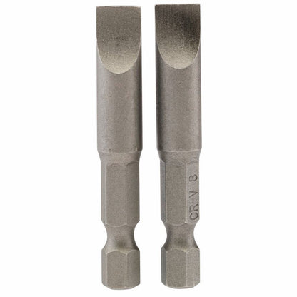 Draper 2PC 50MM 8.0MM P.SLOT.S/D BIT 64226 1/4" Hex. Plain Slot E Shank Insert Bits