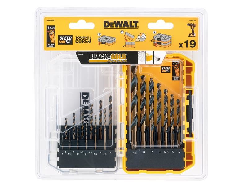 DeWalt DT70728-QZ DT70728 Black & Gold HSS Drill Set, 19 Piece
