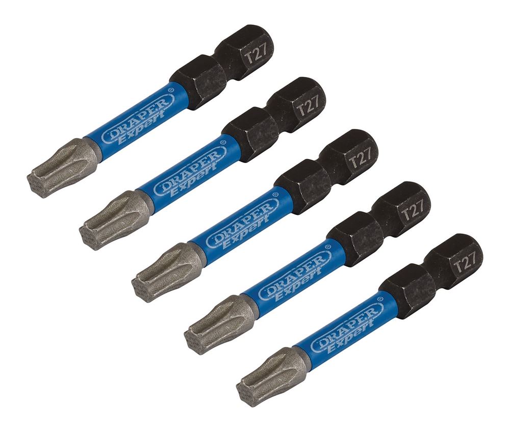 Draper T27X50MM IMPACT S/D BIT 5PK 05654 TX-STARÂ® Impact Screwdriver Bits, 1/4" Hex